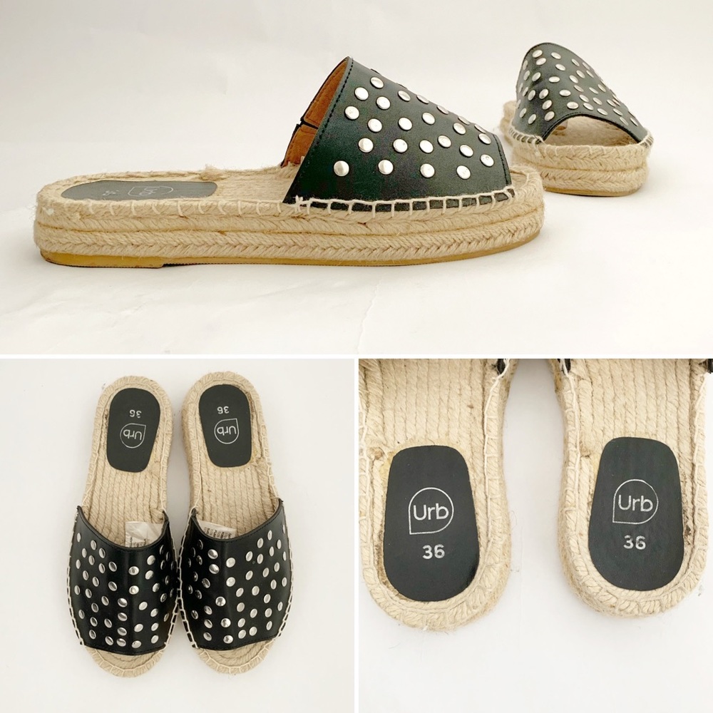 Urb Black Studded Espadrilles - SZ 36 - Picture 2 of 6